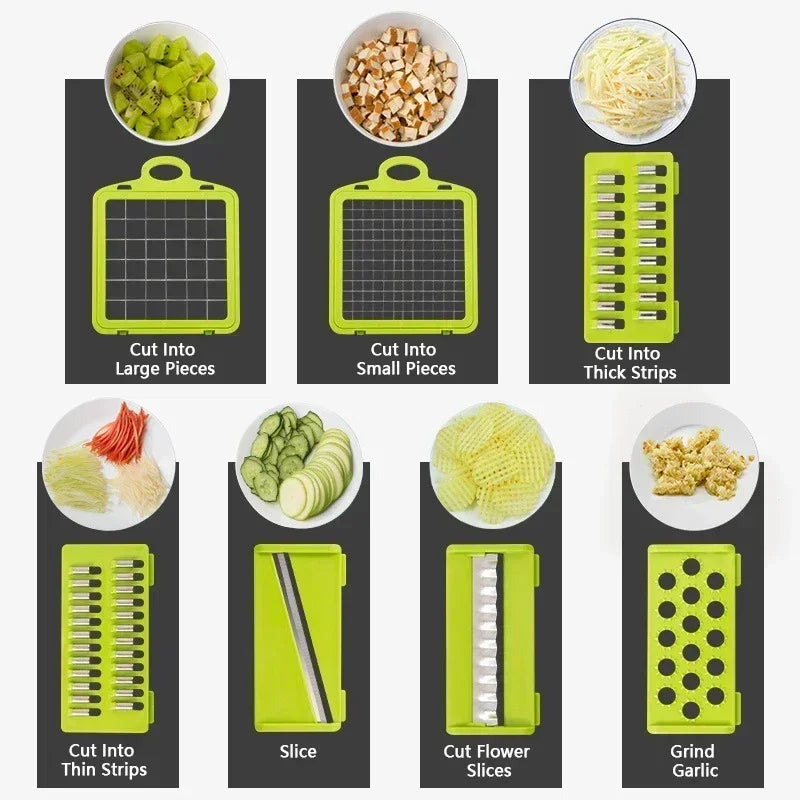 14/16 in 1 Multifunctional Vegetable Chopper Handle Food Grate Food