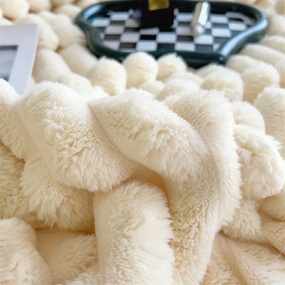 Solid Fluffy Striped Blankets
