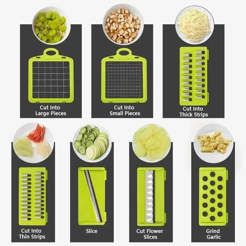 14/16 in 1 Multifunctional Vegetable Chopper Handle Food Grate Food