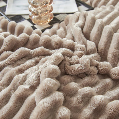 Solid Fluffy Striped Blankets
